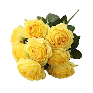Foto 1 | Foto 1 | Bouquet De Rosas Artificiales Jasion De 10 Cabezas Color Amarillo Seda 40 Cm - Venta Internacional.