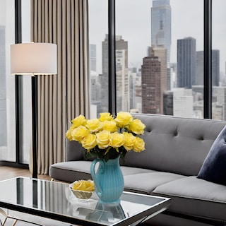 Foto 7 | Foto 7 | Bouquet De Rosas Artificiales Jasion De 10 Cabezas Color Amarillo Seda 40 Cm - Venta Internacional.