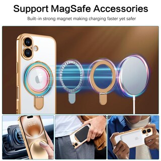 Foto 4 | Foto 4 | Funda Para Teléfono Celular Guagua Iphone 16 6.1 Pulgadas Con Soporte Magnético Dorado - Venta Internacional.