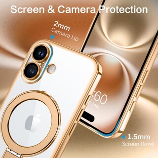 Foto 7 | Foto 7 | Funda Para Teléfono Celular Guagua Iphone 16 6.1 Pulgadas Con Soporte Magnético Dorado - Venta Internacional.