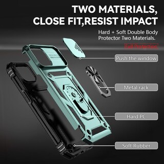 Foto 5 | Foto 5 | Funda Hnhygete Para Iphone 15 Color Verde Oscuro Con Soporte Anular - Venta Internacional.