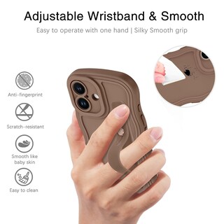 Foto 2 | Foto 2 | Funda Para Teléfono Guagua Iphone 16 De 6.1 Pulgadas Correa Ondulada Marrón - Venta Internacional.