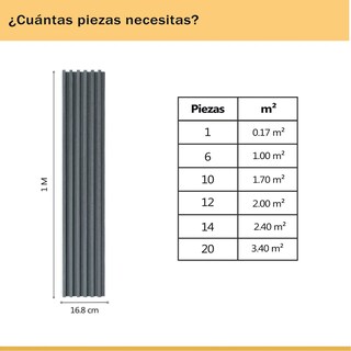 Foto 2 | Foto 2 | Lambrin Interior 100 x 17 x 1.8 cm Cubre 2.38 m² Jauz Improvement Color Gris 14 Piezas