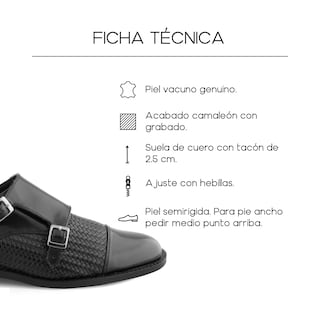 Foto 3 | Foto 3 | Monkstrap De Piel Vacuno Con Doble Hebilla Negro Para Hombre