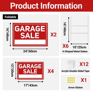 Foto 2 | Foto 2 | Carteles De Venta De Garaje Combojoy 6 Unidades Plegables Impermeables 61 X 41 Cm - Venta Internacional.