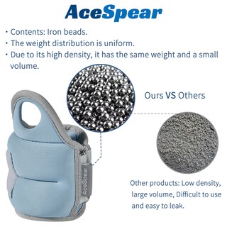 Foto 3 | Foto 3 | Par De Pesas Para Muñeca Acespear De 1 Libra Azules Con Trabilla Para El Pulgar - Venta Internacional.