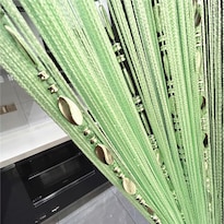 Cortina Con Panel De Cuentas De Hilo Verde Dividido De 100 X 200 Cm - Venta Internacional.