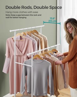 Foto 4 | Foto 4 | Perchero Songmics De Doble Varilla De 98 5 Cm Con Ruedas - Venta Internacional.