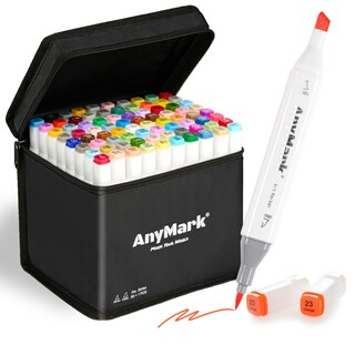 Foto 1 | Foto 1 | Juego De Rotuladores De Alcohol Anymark 81 Colores Brocha Y Cincel De Doble Punta - Venta Internacional.