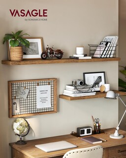 Foto 2 | Foto 2 | Juego De 3 Estantes De Pared De Vasagle Marrón Rústico 20 X 40 X 4 Cm - Venta Internacional.