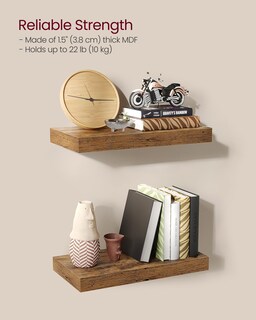 Foto 4 | Foto 4 | Juego De 3 Estantes De Pared De Vasagle Marrón Rústico 20 X 40 X 4 Cm - Venta Internacional.