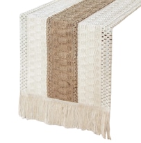 Camino de Mesa Tejido a Mano Marrón con Borlas Vintage 183 x 30 cm