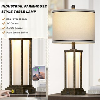 Foto 4 | Foto 4 | Lámpara Cinkeda De Mesa Vintage De 69 Cm Con Usb C+a Y Toma De Corriente - Venta Internacional.