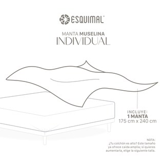 Foto 2 | Foto 2 | Manta Muselina Esquimal Individual 100% Algodón Ideal Para Cama Sofá Y Dedoración Khaki