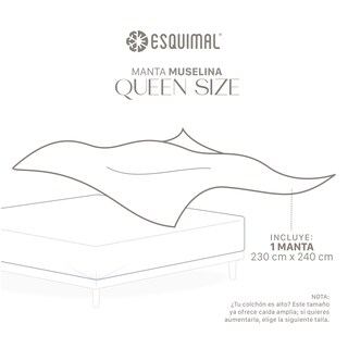 Foto 2 | Foto 2 | Manta Muselina Esquimal Queen Size 100% Algodón Ideal Para Cama Sofá Y Dedoración Verde