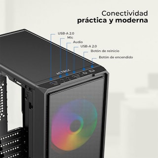Foto 3 | Foto 3 | Gabinete Acteck Doom Gi75om Matx 2 Fan Fuente 500w Ac-943772