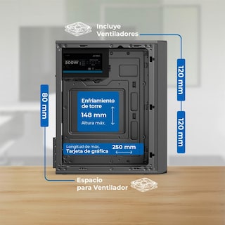 Foto 5 | Foto 5 | Gabinete Acteck Doom Gi75om Matx 2 Fan Fuente 500w Ac-943772