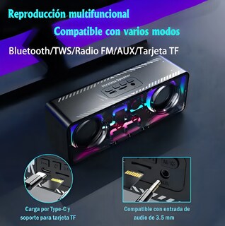 Foto 3 | Foto 3 | Mini Bocinas Bluetooth Portátiles Con Led Y Altavoces Para Computadora Modelo Negro