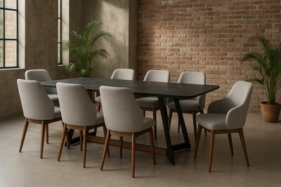 Foto 2 | Foto 2 | Silla De Comedor Tapizada Color Gris Y Nogal - Madera Y Tapíz