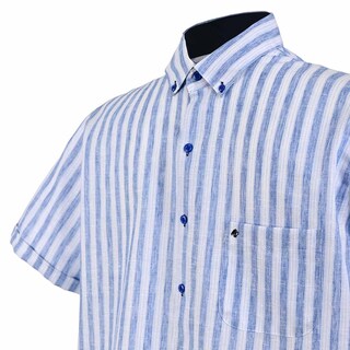 Foto 2 | Foto 2 | Camisa Michel Blanc Manga Corta Chazarilla Azul Rayada