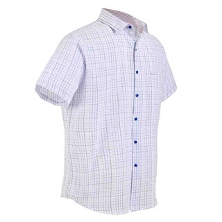 Foto 3 | Foto 3 | Camisa Michel Blanc Manga Corta Chazarilla Azul Con Cuadro Mini