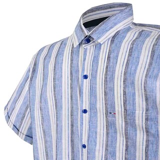Foto 1 | Foto 1 | Camisa Michel Blanc Manga Corta Chazarilla Doble Raya Azul