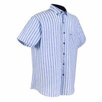 Camisa Michel Blanc Manga Corta Chazarilla Azul Rayada
