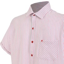 Camisa Michel Blanc Manga Corta Chazarilla Roja De Mini Cuadros