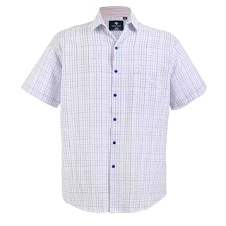 Foto 2 | Foto 2 | Camisa Michel Blanc Manga Corta Chazarilla Azul Con Cuadro Mini