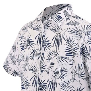 Foto 3 | Foto 3 | Camisa Michel Blanc Manga Corta Blanca Con Palmera Negra