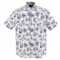 Camisa Michel Blanc Manga Corta Blanca Con Palmera Negra