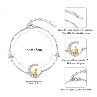 Foto 2 | Foto 2 | Pulseras De Gato Luna Para Mujeres Lab.g 21-21cm Plateado