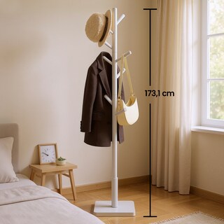 Foto 2 | Foto 2 | Vasagle Perchero De Madera Maciza Perchero De Pie Con 8 Ganchos Para Abrigo Blanco