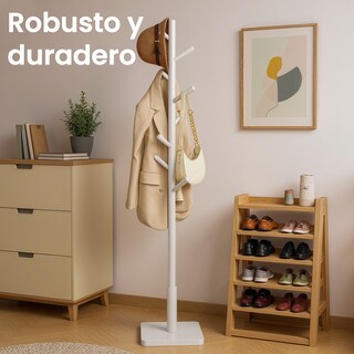 Foto 3 | Foto 3 | Vasagle Perchero De Madera Maciza Perchero De Pie Con 8 Ganchos Para Abrigo Blanco