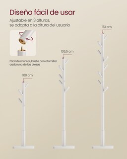 Foto 8 | Foto 8 | Vasagle Perchero De Madera Maciza Perchero De Pie Con 8 Ganchos Para Abrigo Blanco