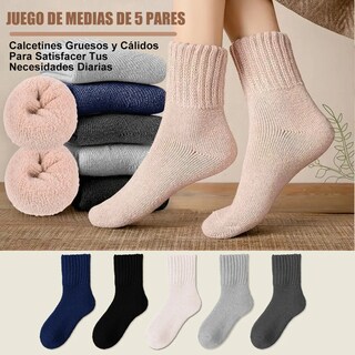 Foto 2 | Foto 2 | 5 Piezas Calcetines Termicos Belug Gruesos Unisex Frío Invierno Azul Gris Nude Y Negro