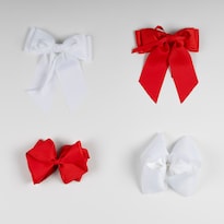 Set De 4 Moños Listonella Blanco Y Rojo