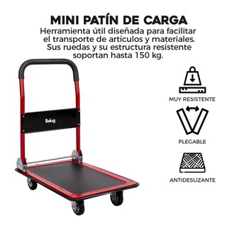 Foto 2 | Foto 2 | Carrito Plegable Belug De Carga Plataforma Diablito Patin De Acero Rojo