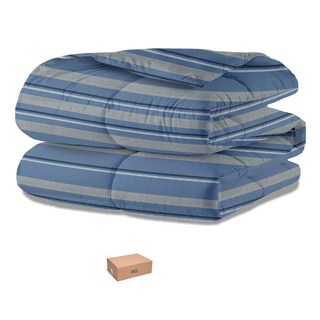 Foto 1 | Foto 1 | Set 3 Piezas Juego De Edredón King Size Microfibra Suave Rayas Denim Stripe Eo Safe Imports Esi-22352 Multicolor