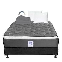 Colchón Spring Air Aries Queen Size + Box Dicasa + 2 Almohadas Oso + Juego De Sábanas Basic