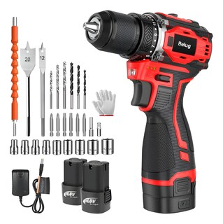 Foto 1 | Foto 1 | Taladro Inalámbrico Atornillador Belug Sin Escobillas Con Accesorios Rojo