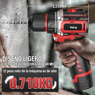 Foto 2 | Foto 2 | Taladro Inalámbrico Atornillador Belug Sin Escobillas Con Accesorios Rojo