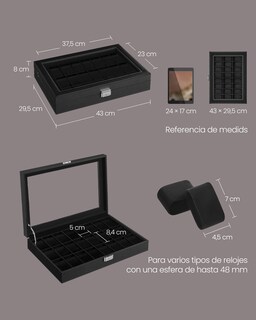 Foto 5 | Foto 5 | Estuche para Reloj Songmicshome Negro