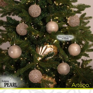 Foto 5 | Foto 5 | Esferas Para Árbol De Navidad De 8 Cm De Diámetro Paquete 18 Esferas Champagne Línea Pearl Con 2 Estilos: Pearls Y Cromado