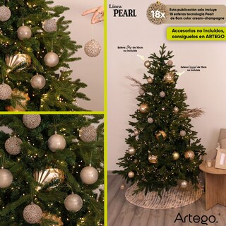 Foto 6 | Foto 6 | Esferas Para Árbol De Navidad De 8 Cm De Diámetro Paquete 18 Esferas Champagne Línea Pearl Con 2 Estilos: Pearls Y Cromado
