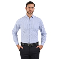 Camisa Michel Blanc Elegante A Rayas Azul