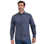 Camisa Michel Blanc Fantasia Azul Marino Con Floresitas