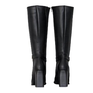 Foto 3 | Foto 3 | Bota Alta De Mujer En Piel Sintética Negra Con Tacón Cuadrado Y Hebilla Decorativa