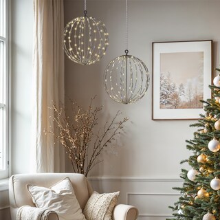 Foto 6 | Foto 6 | Esfera Navideña Grande Colgante 30cm Con 100 Luces Led Amarilla Calida