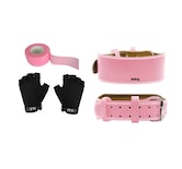 Gym Lumbar Faja Pesas Ejercicios Belug Crossfit Cinturón Y Guante Talla M Rosa